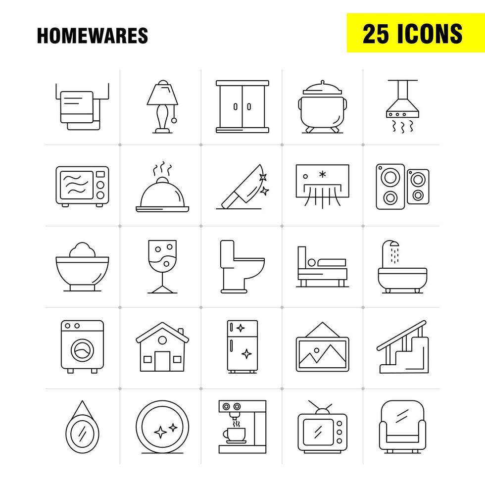 icônes de ligne de marchandises pour la maison définies pour l'infographie le kit uxui mobile et la conception d'impression incluent des appareils ménagers vecteur