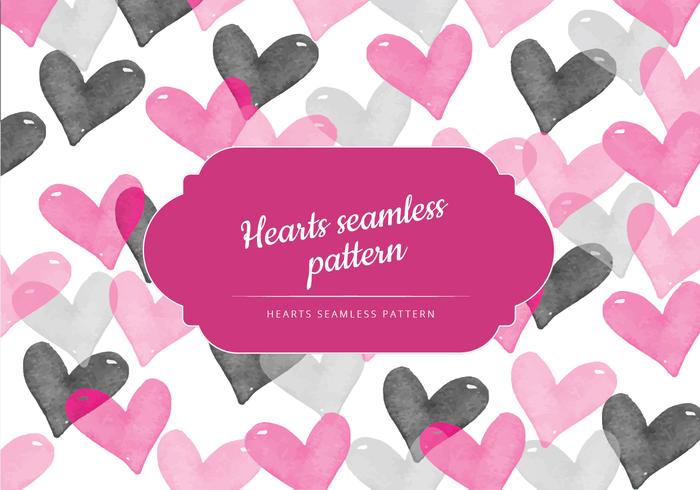 Vector Seamless of Hearts Aquarelle