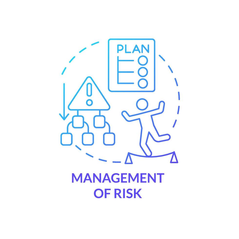 gestion de l'icône de concept de gradient bleu de risque. prévoir une situation de crise. illustration de la ligne mince de l'idée abstraite de développement de projet. dessin de contour isolé. vecteur