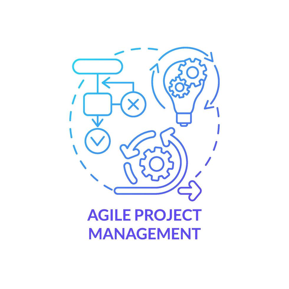 icône de concept de dégradé bleu de gestion de projet agile. régime adaptatif. planification flexible pour l'illustration de la ligne mince de l'idée abstraite de l'entreprise. dessin de contour isolé. vecteur