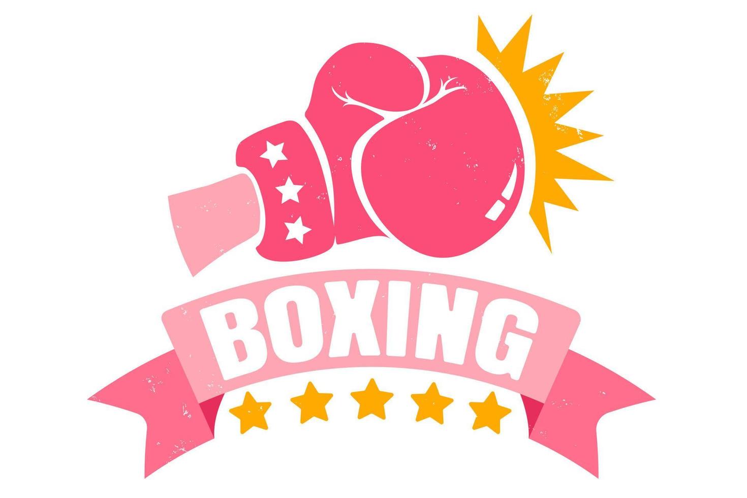 boxe fille avec gant rose et ruban vecteur