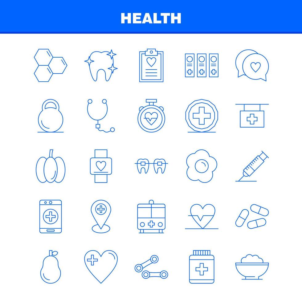 icône de ligne de santé pour l'impression web et le kit uxui mobile tel que battement de coeur médical battement vecteur de pack de pictogrammes d'hôpital médical de poire d'urgence
