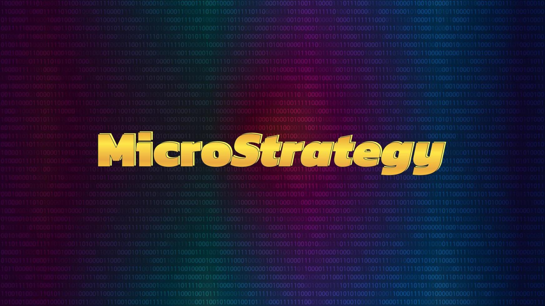 microstratégie de bannière incorporée sur fond arc-en-ciel foncé. entreprise qui achète des bitcoins et d'autres pièces numériques et fait monter le marché. illustration vectorielle. vecteur