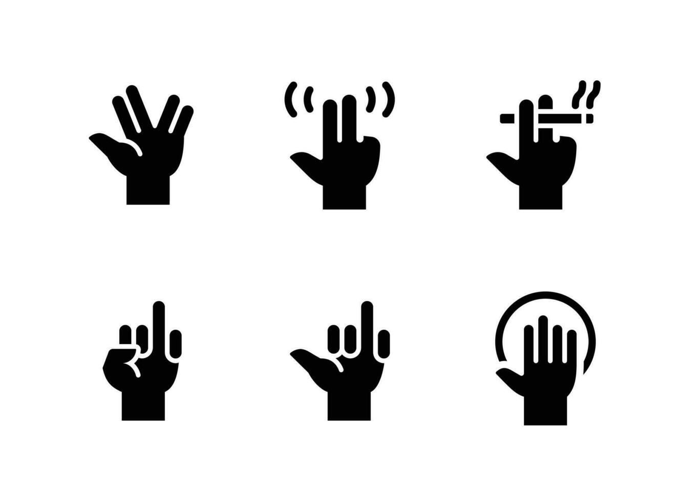 ensemble simple d'icônes solides vectorielles liées aux gestes de la main vecteur