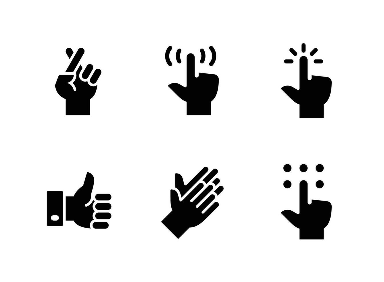 ensemble simple d'icônes solides vectorielles liées aux gestes de la main vecteur