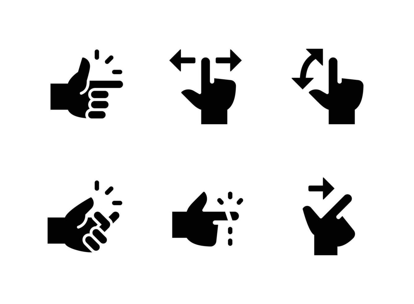 ensemble simple d'icônes solides vectorielles liées aux gestes de la main vecteur