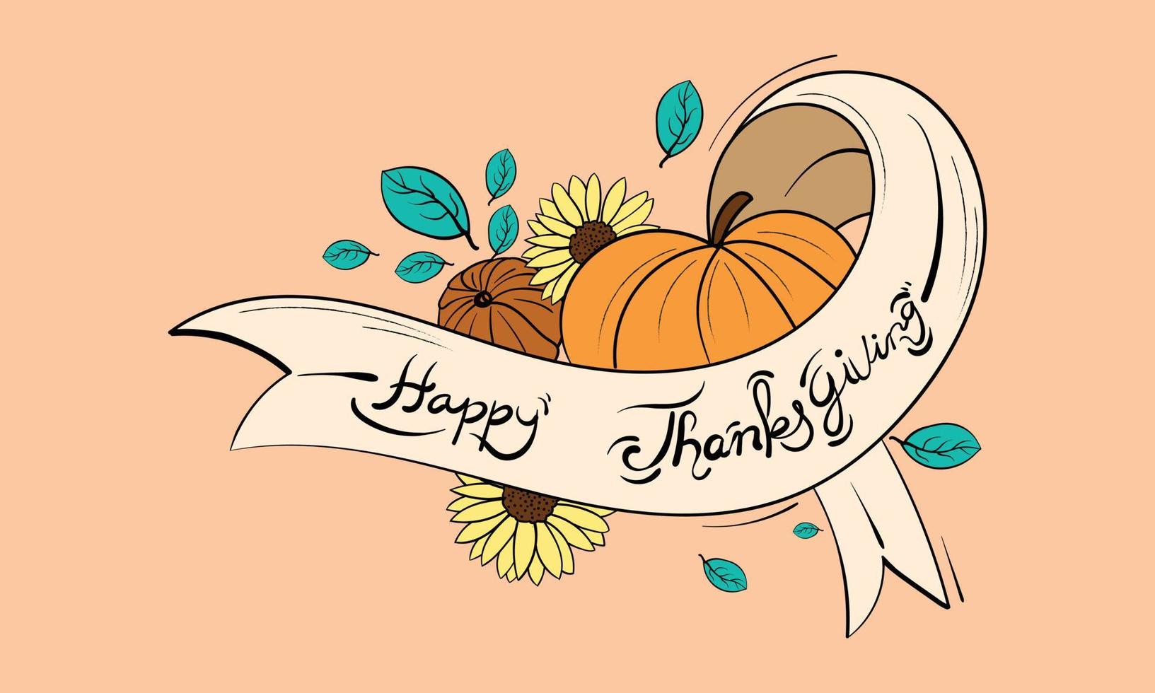 joyeux thanksgiving.carte de voeux avec ruban et texte joyeux thanksgiving. bannière de ruban pour le joyeux jour de thanksgiving. illustration vectorielle vecteur