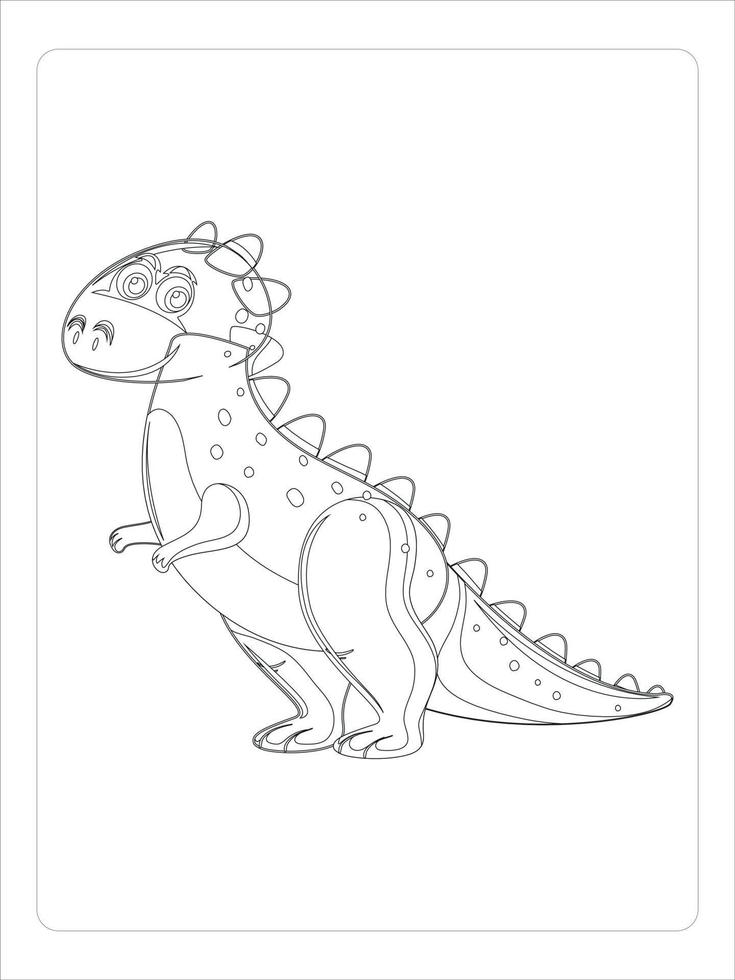 coloriage de dessin animé de dinosaures pour les enfants vecteur