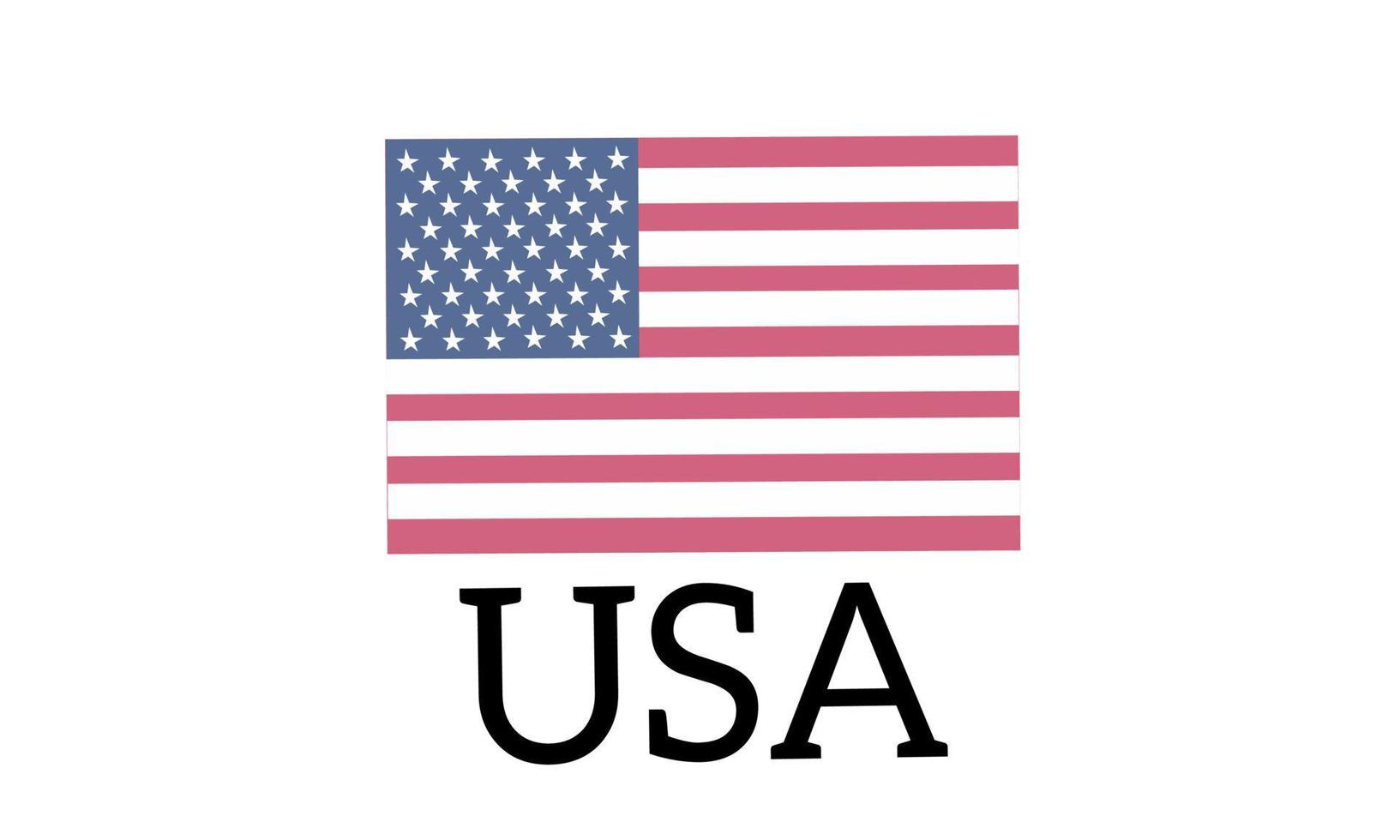 illustration vectorielle du drapeau ou du symbole des états-unis d'amérique ou des états-unis, avec l'étiquette usa sous le drapeau. pour livret, dépliant, magazine, affiche, brochure, bannière isolé sur fond blanc vecteur