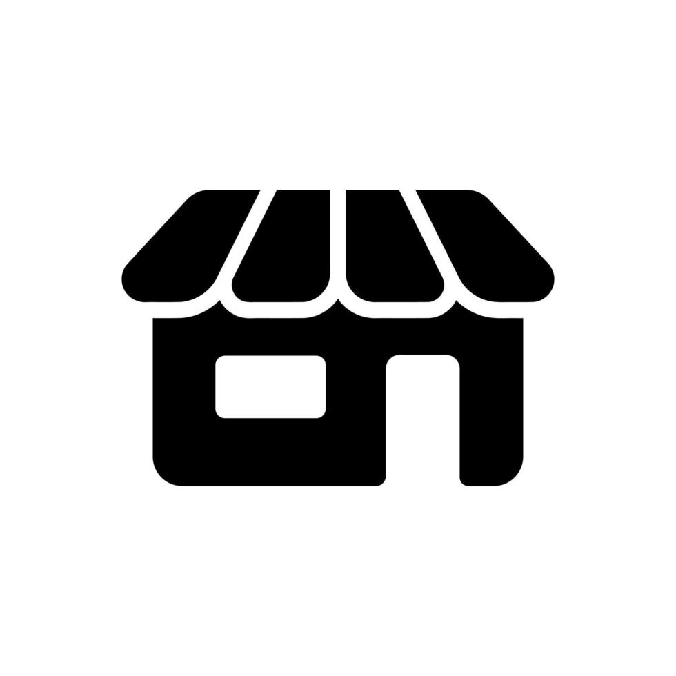 icône de magasin noir et blanc sur fond isolé vecteur