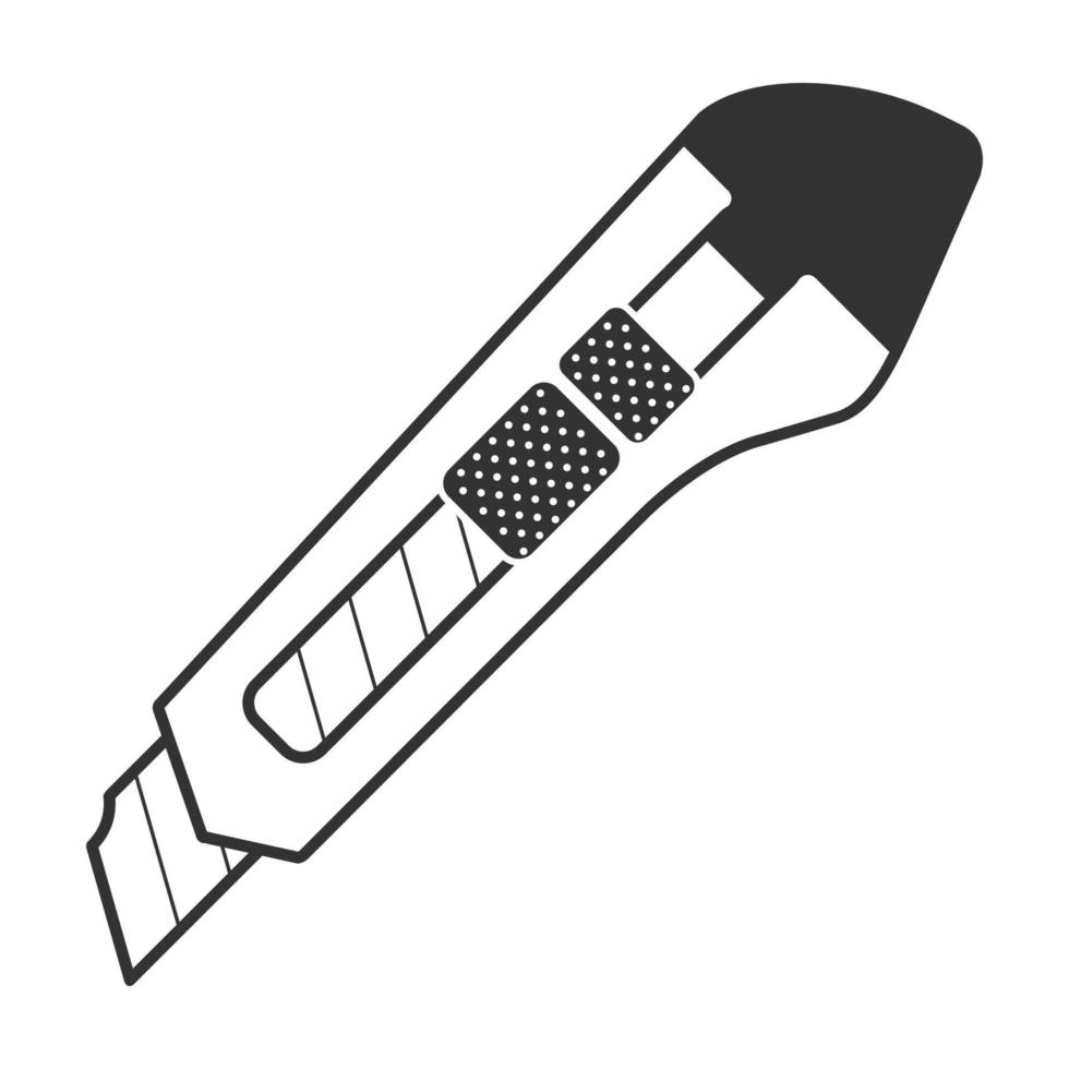 couteau cutter icône noir et blanc vecteur