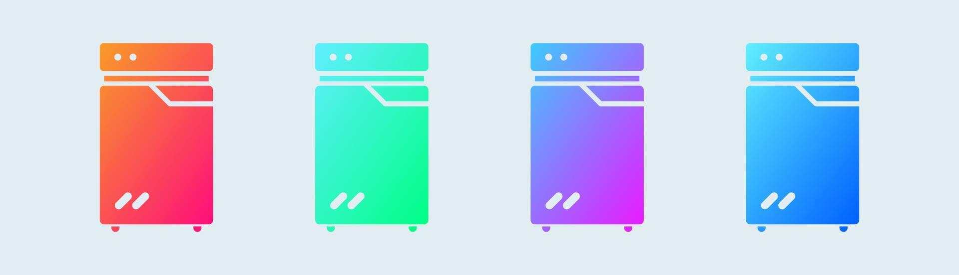 icône solide congélateur en dégradé de couleurs. réfrigérateur signe illustration vectorielle. vecteur