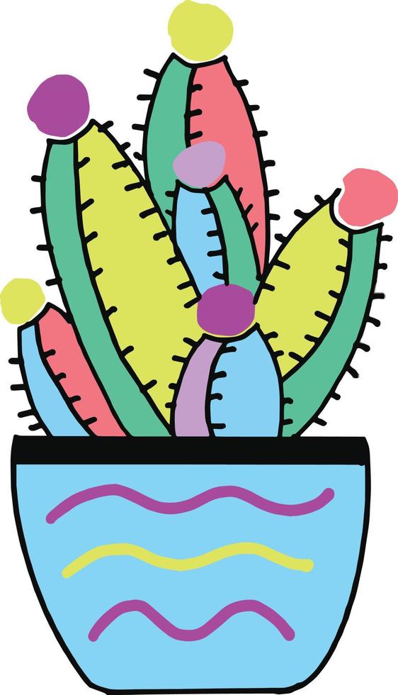 cactus arc-en-ciel coloré - succulent ou cactus multicolore en rouge, bleu, vert, jaune et violet. image vectorielle amusante et lumineuse pour une variété de projets. vecteur