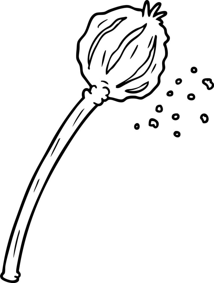dessin au trait dessin animé mignon fleurs séchées vecteur