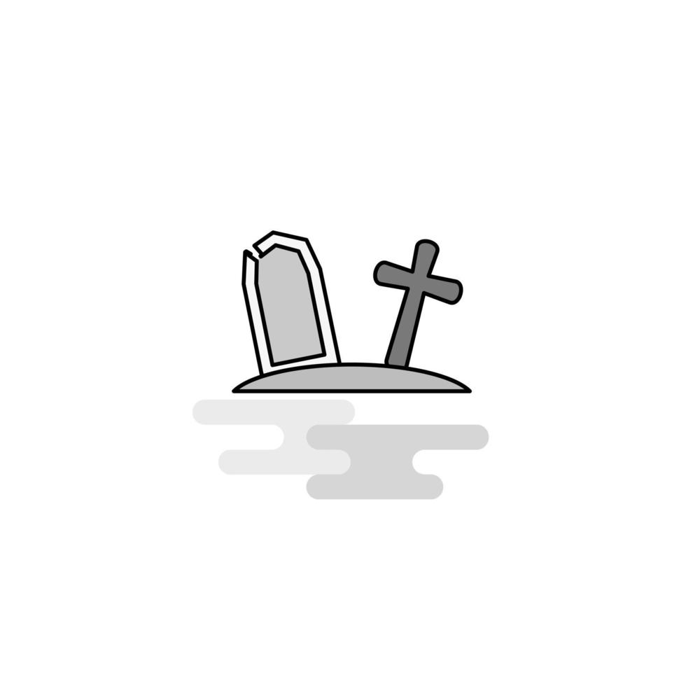 cimetière web icône ligne plate remplie icône grise vecteur