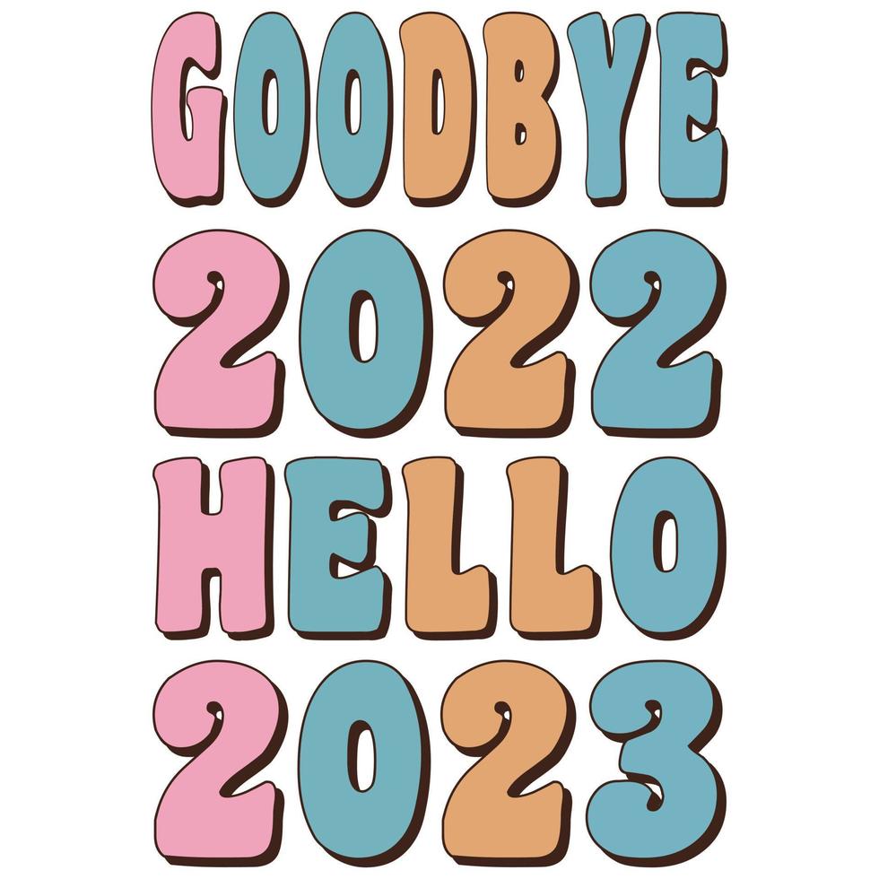 tee-shirt au revoir 2022 bonjour 2023 vecteur