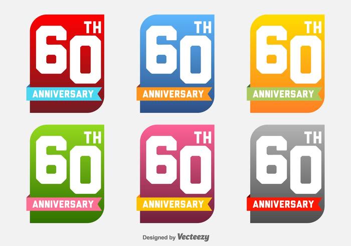 60e anniversaire vectorielle Labels vecteur