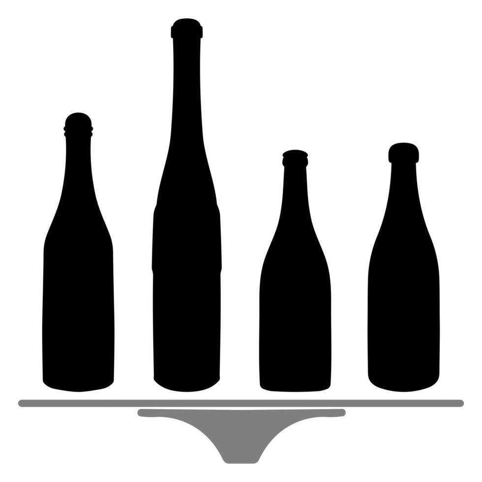 forme de silhouette de bouteille pour alcool, bière, kvas, eaux. contour d'un récipient pour stocker un liquide vecteur
