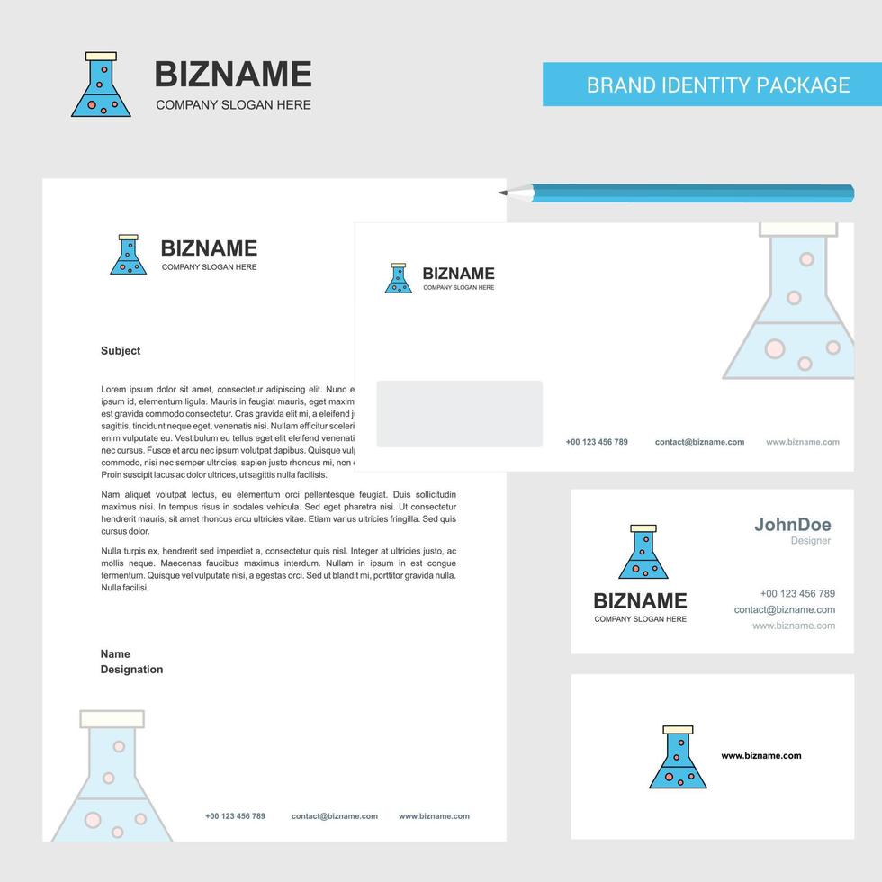 enveloppe à en-tête d'entreprise bécher et modèle de vecteur de conception de carte de visite