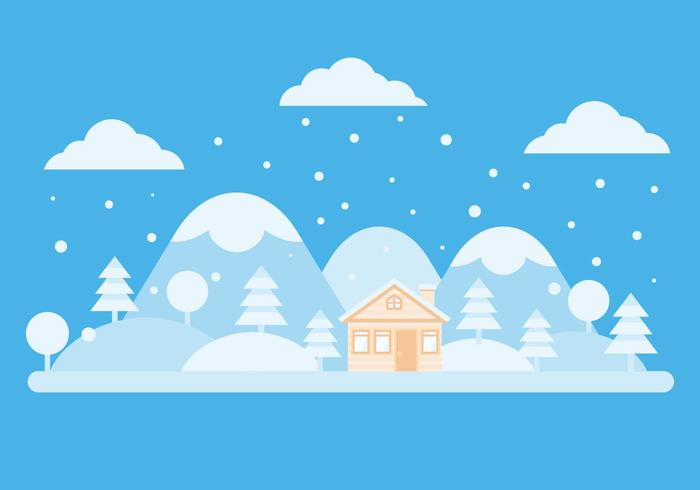 Paysage d'hiver gratuit Et Chalet Vector