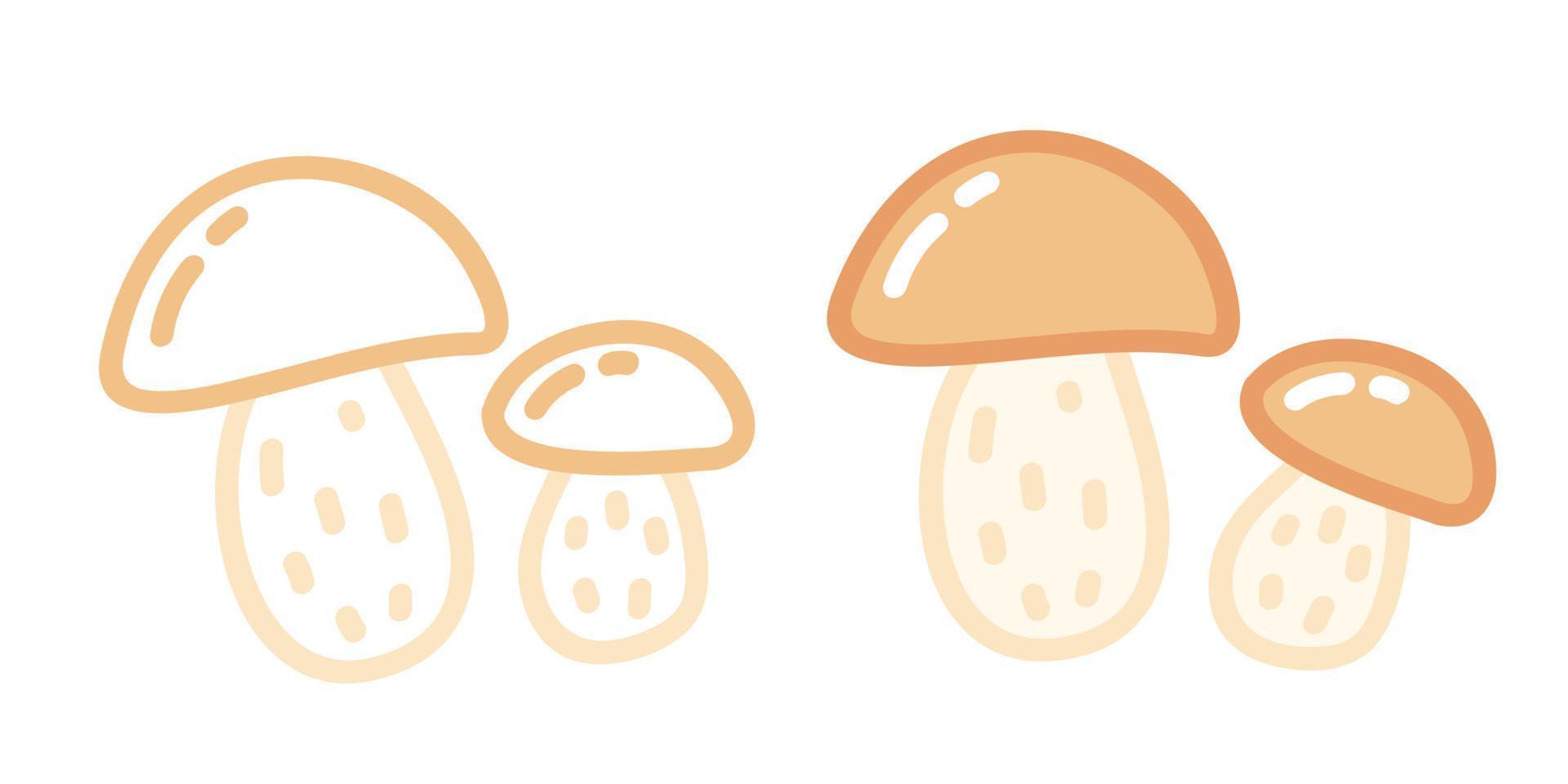 vecteur défini des icônes de champignons. illustration vectorielle de champignon. légumes de dessin à la main.