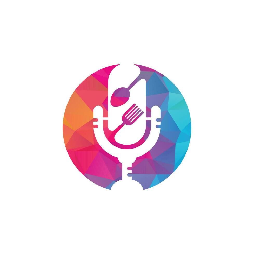 vecteur de conceptions d'icônes de logo de nourriture de podcast. podcast culinaire pour enseigne, mascotte ou autre.