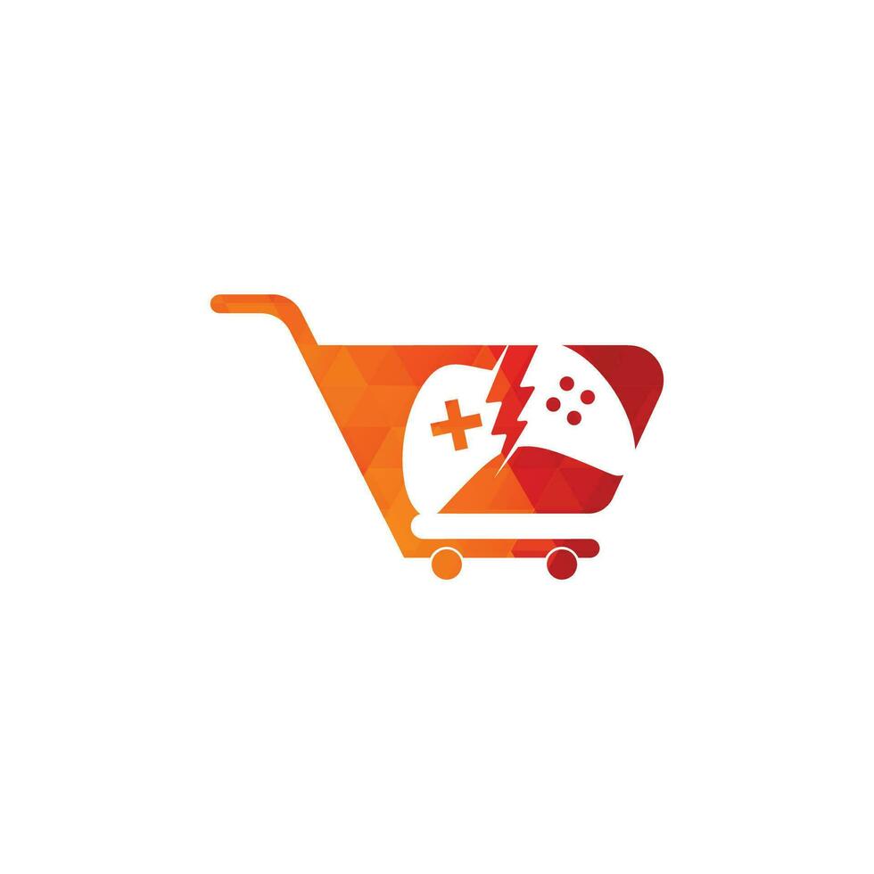 modèle de conception de logo de chariot de jeu. logo de la boutique de jeux vecteur