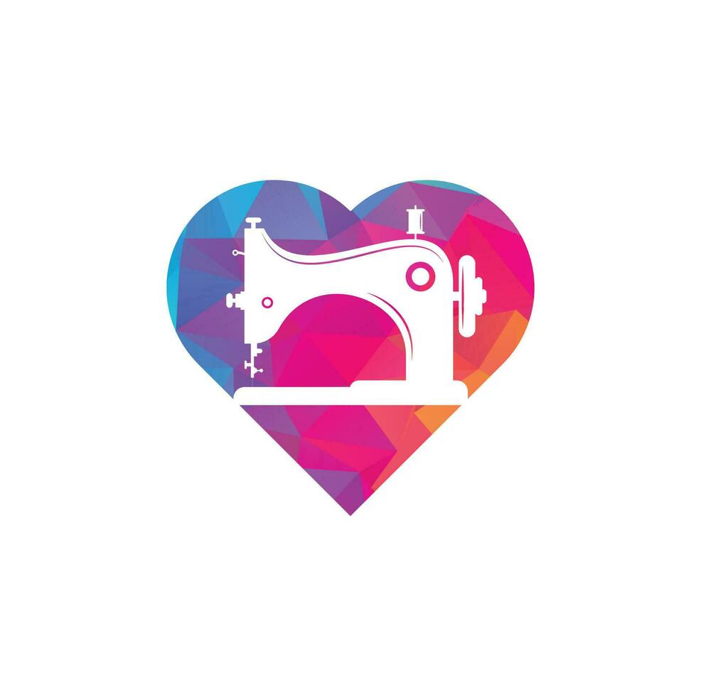 icône de logo de concept de forme de coeur de machine à coudre manuelle. illustration simple de l'icône de la machine à coudre manuelle. vecteur