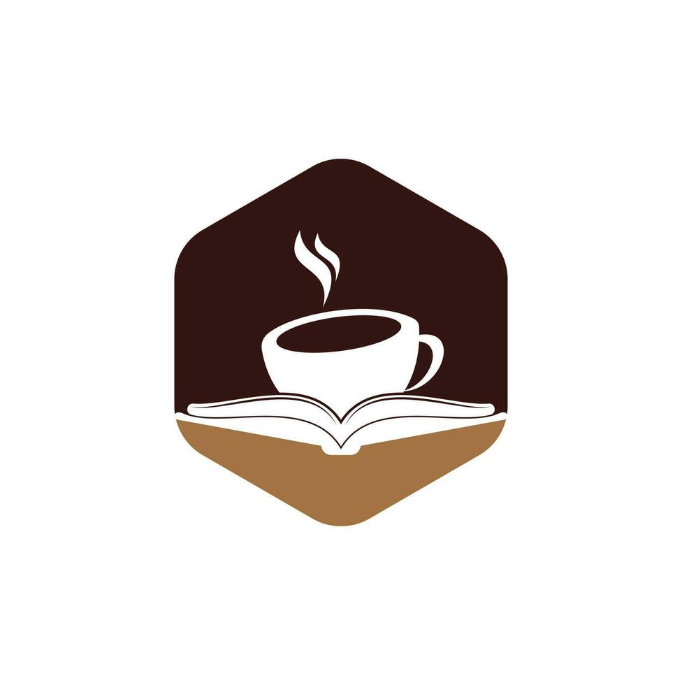 création de logo vectoriel de livre de café. logo emblématique de la librairie de thé.