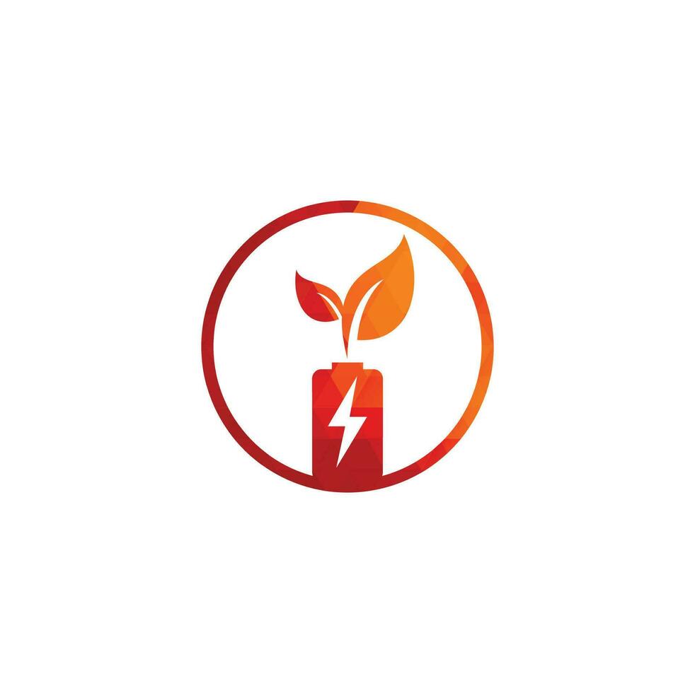 batterie laisse création de logo vectoriel. modèle de logo d'élément de conception de symbole d'énergie naturelle d'icône de batterie et de feuille vecteur