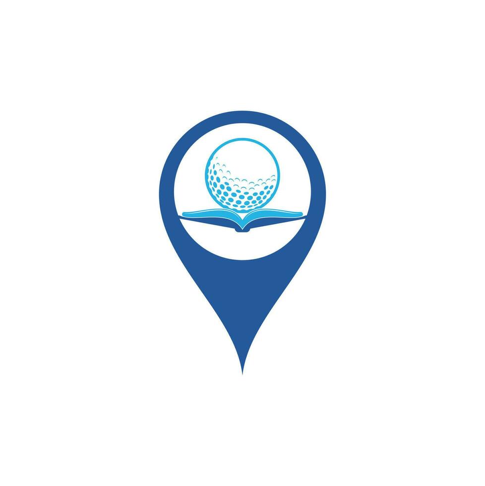 livre golf carte pin forme concept logo design vecteur. Élément de conception de logo icône livre de golf vecteur