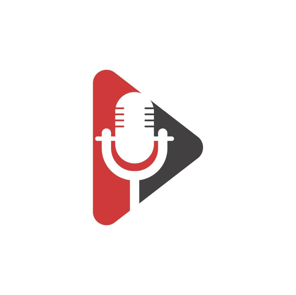 création de logo vectoriel de podcast vidéo. concept de logo de podcast vidéo numérique.