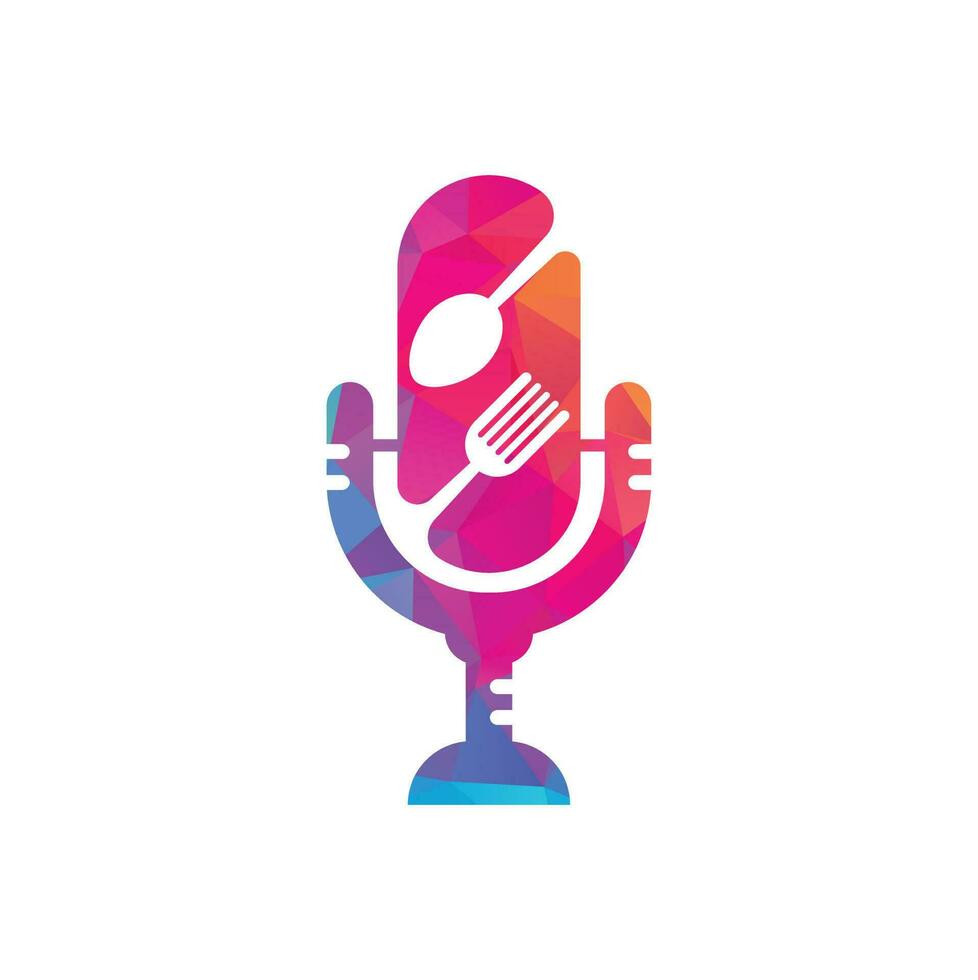 vecteur de conceptions d'icônes de logo de nourriture de podcast. podcast culinaire pour enseigne, mascotte ou autre.