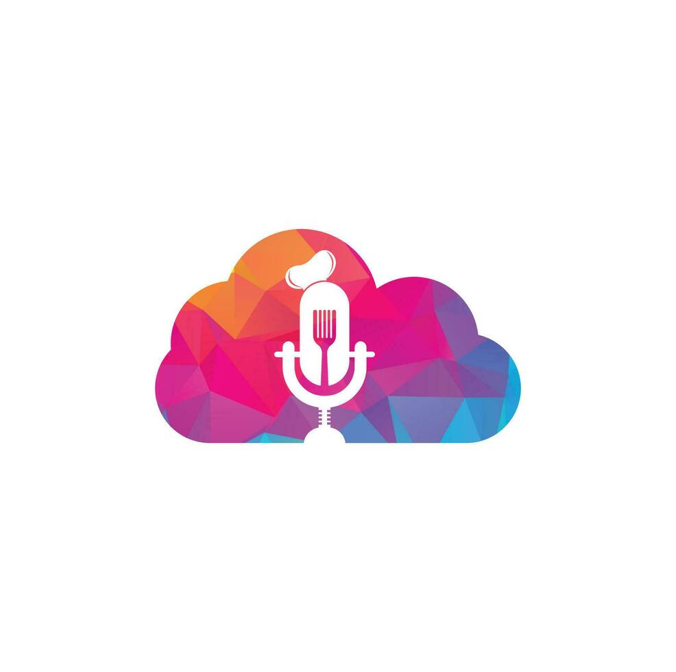 modèle de conception de logo de concept de forme de nuage de podcast de chef. vecteur de conception de logo d'éducation de chef