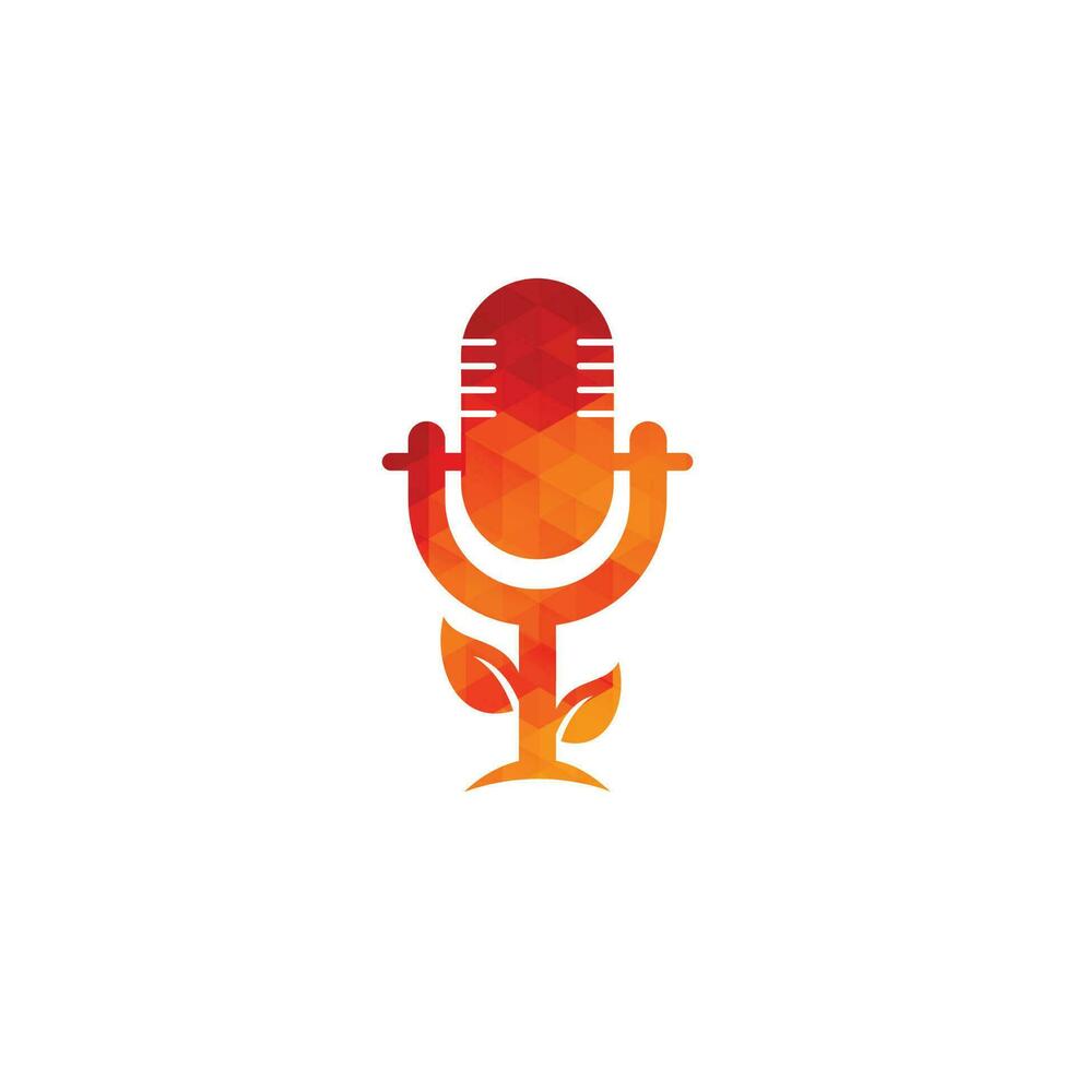 modèle de conception de logo de podcast de feuille. vecteur de modèle de logo de podcast nature. logo de la nature des podcasts.