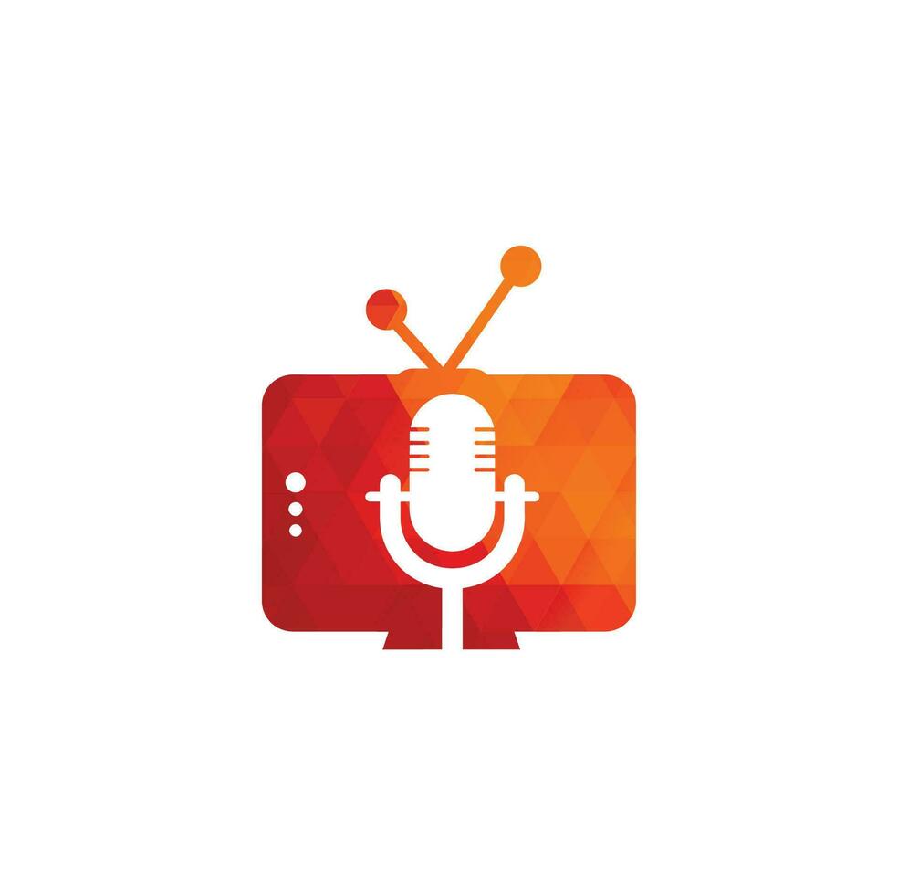création de logo vectoriel de podcast de télévision. icône de podcast de télévision. concept de logo de podcast vidéo numérique.