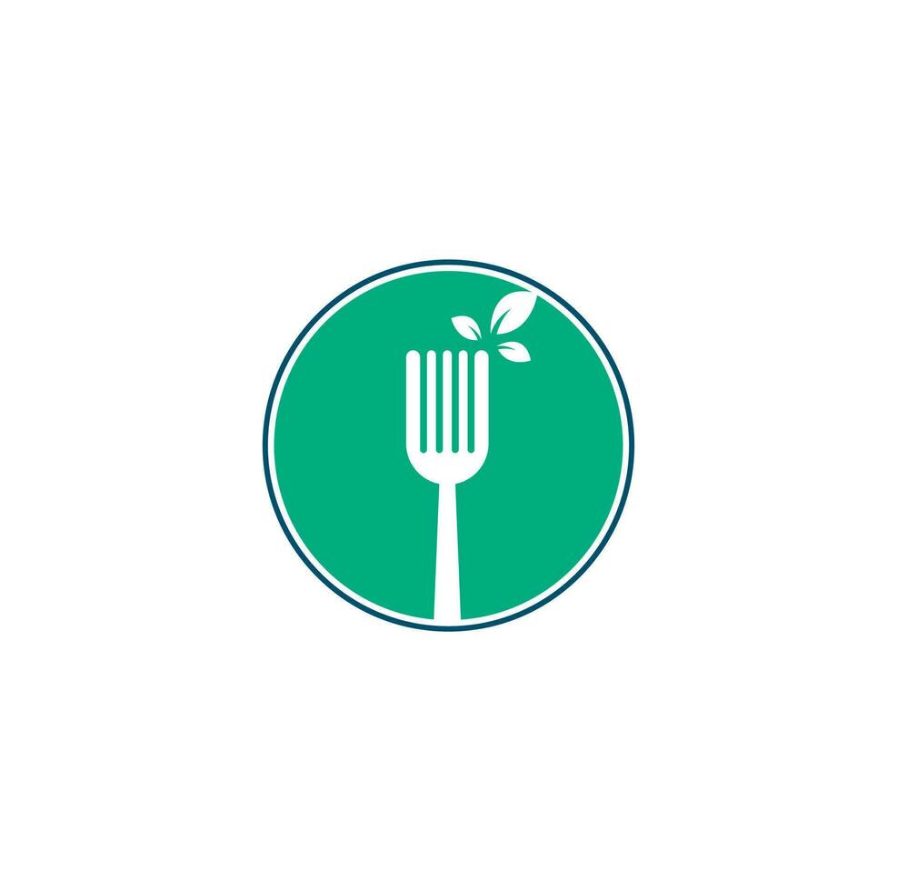 création de logo d'aliments sains. icône du logo fourche et feuille. vecteur