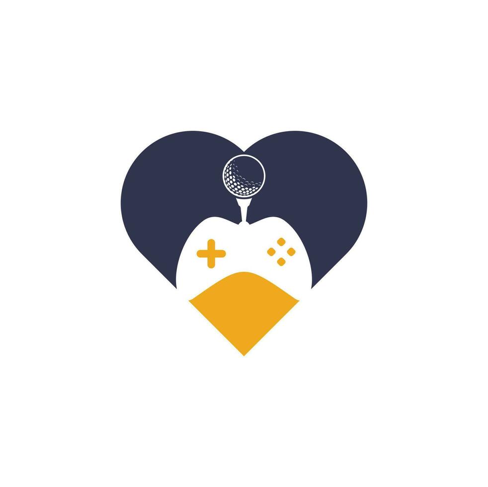modèle de conception de logo de concept de forme de coeur de jeu de golf. élément de conception de logo icône jeu de golf vecteur