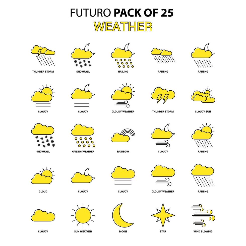 ensemble d'icônes météo jaune futuro dernier pack d'icônes de conception vecteur