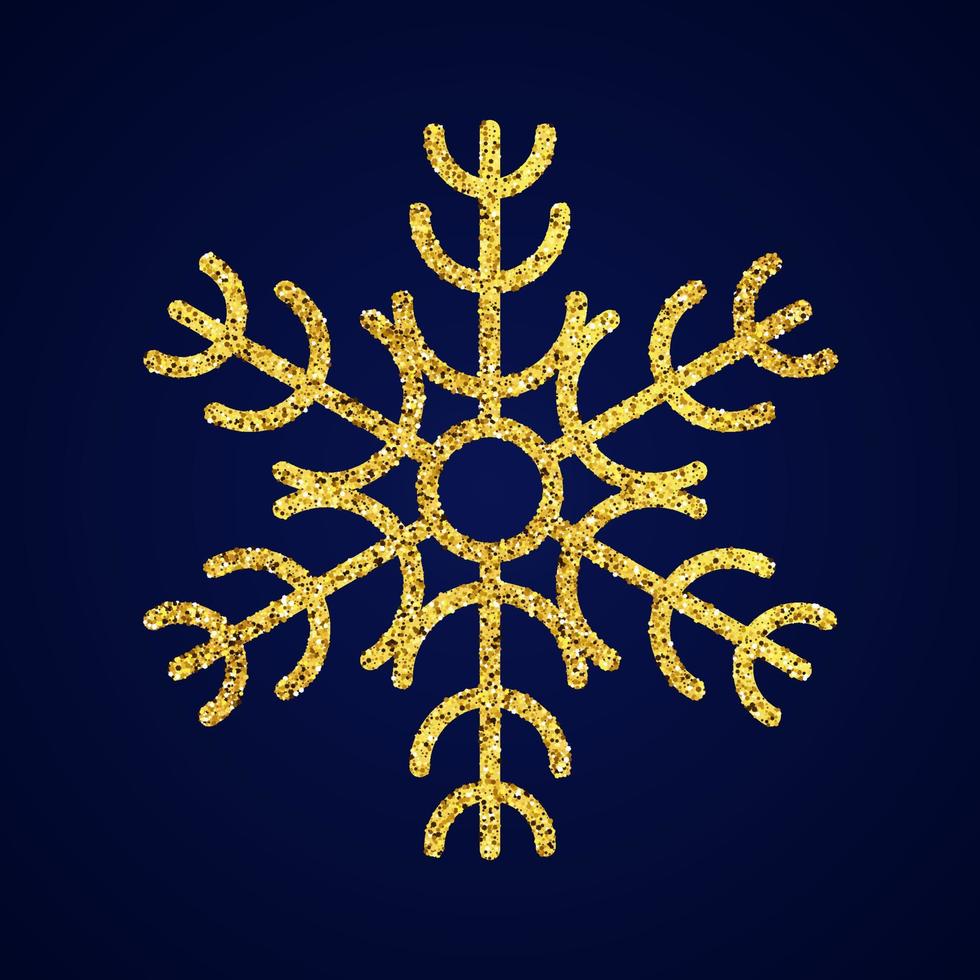 flocon de neige de paillettes d'or sur fond bleu foncé. éléments de décoration de noël et du nouvel an. illustration vectorielle. vecteur
