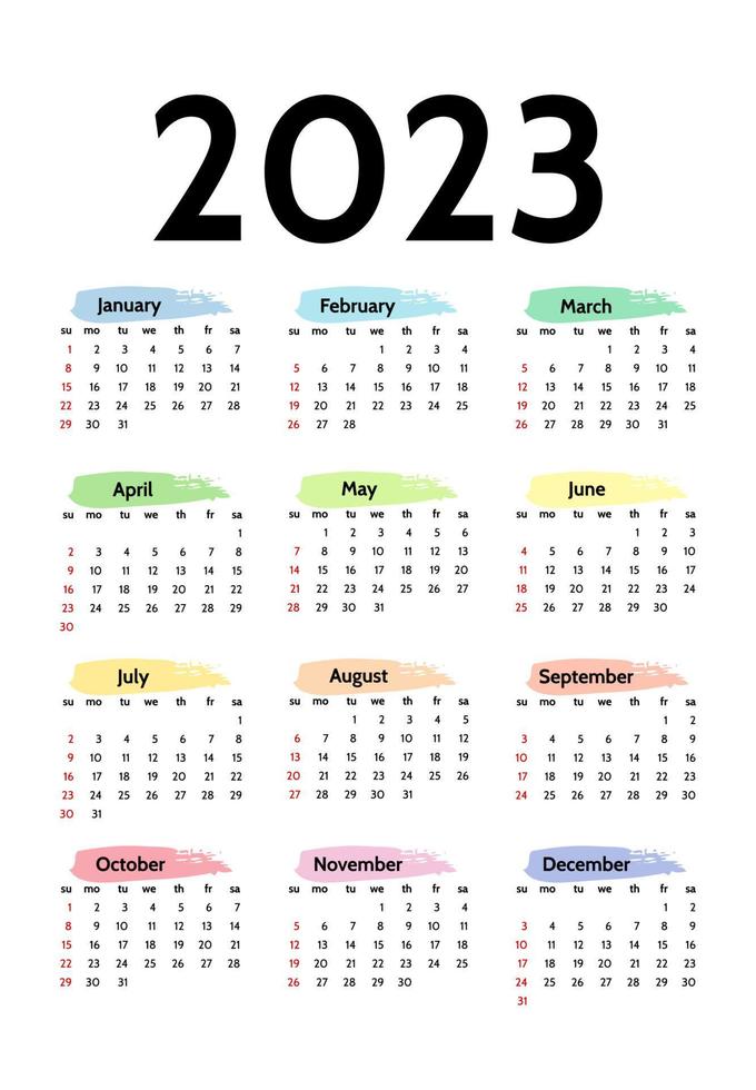 calendrier pour 2023 isolé sur fond blanc vecteur