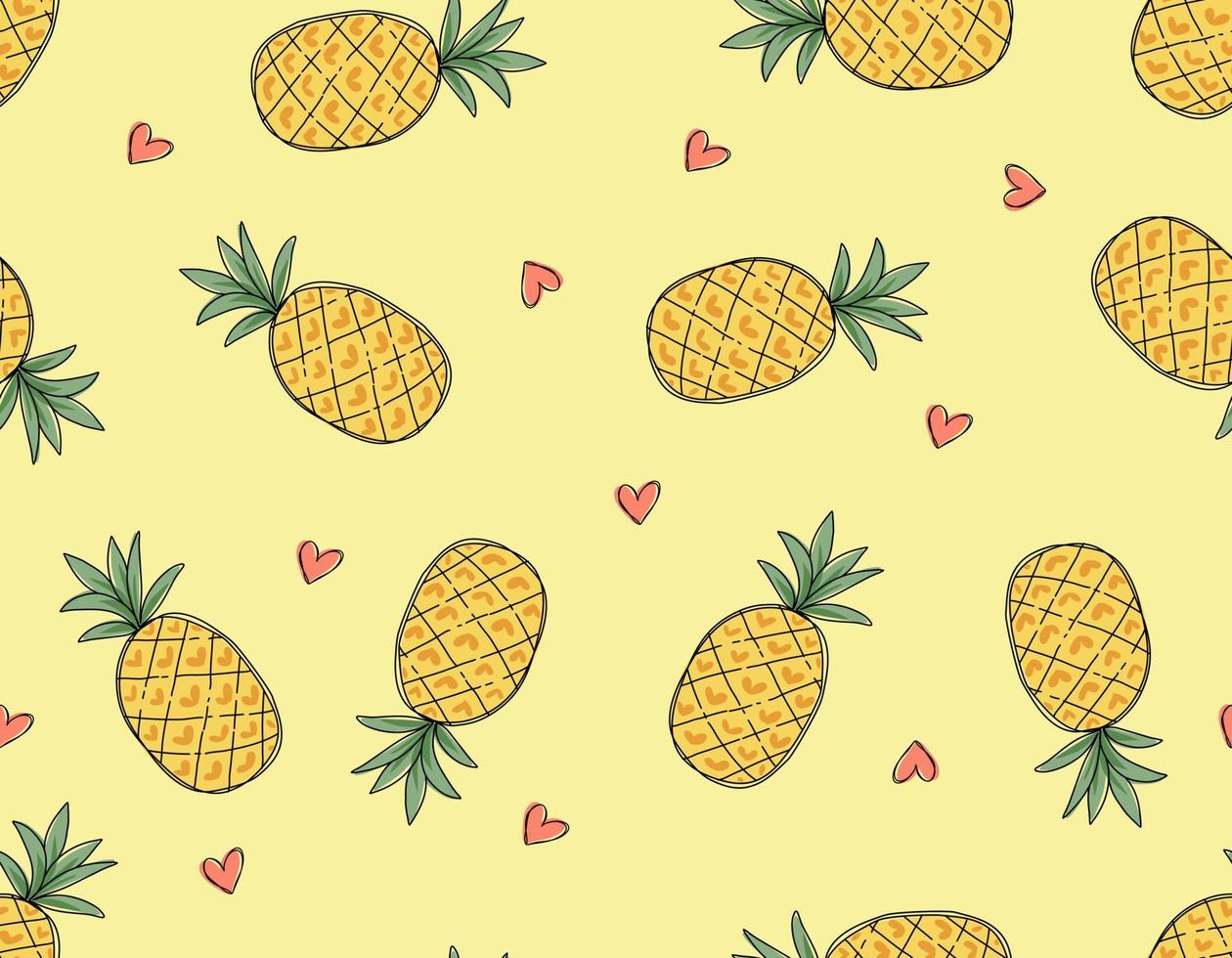 modèle sans couture d'ananas mignon vecteur