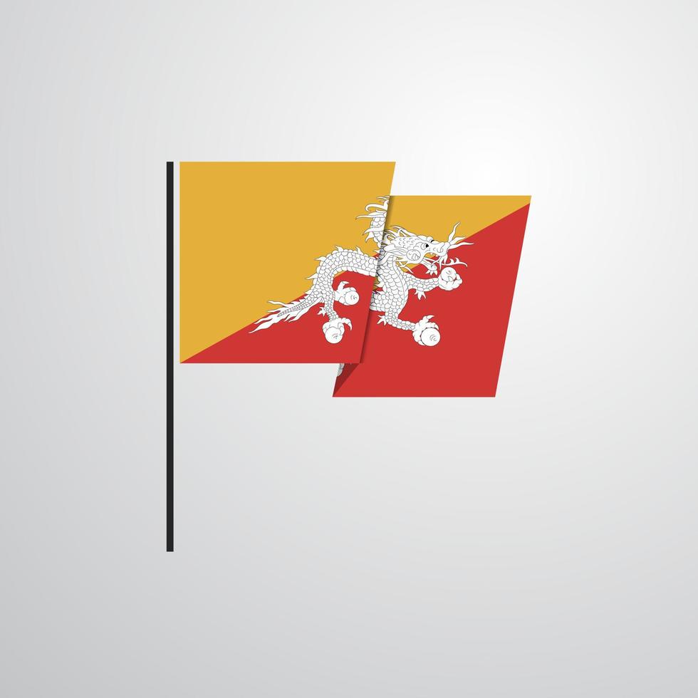 vecteur de conception de drapeau ondulant du bhoutan