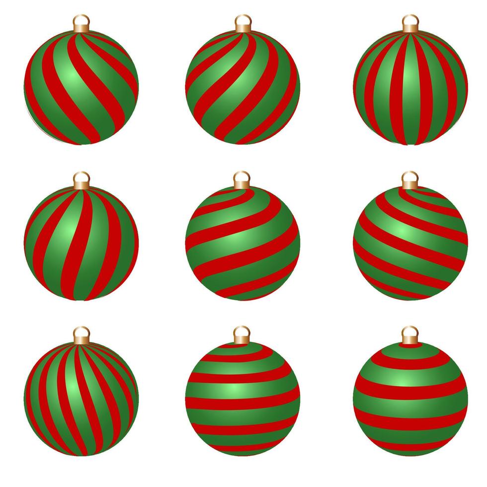 ensemble de boules de noël vertes et rouges vecteur