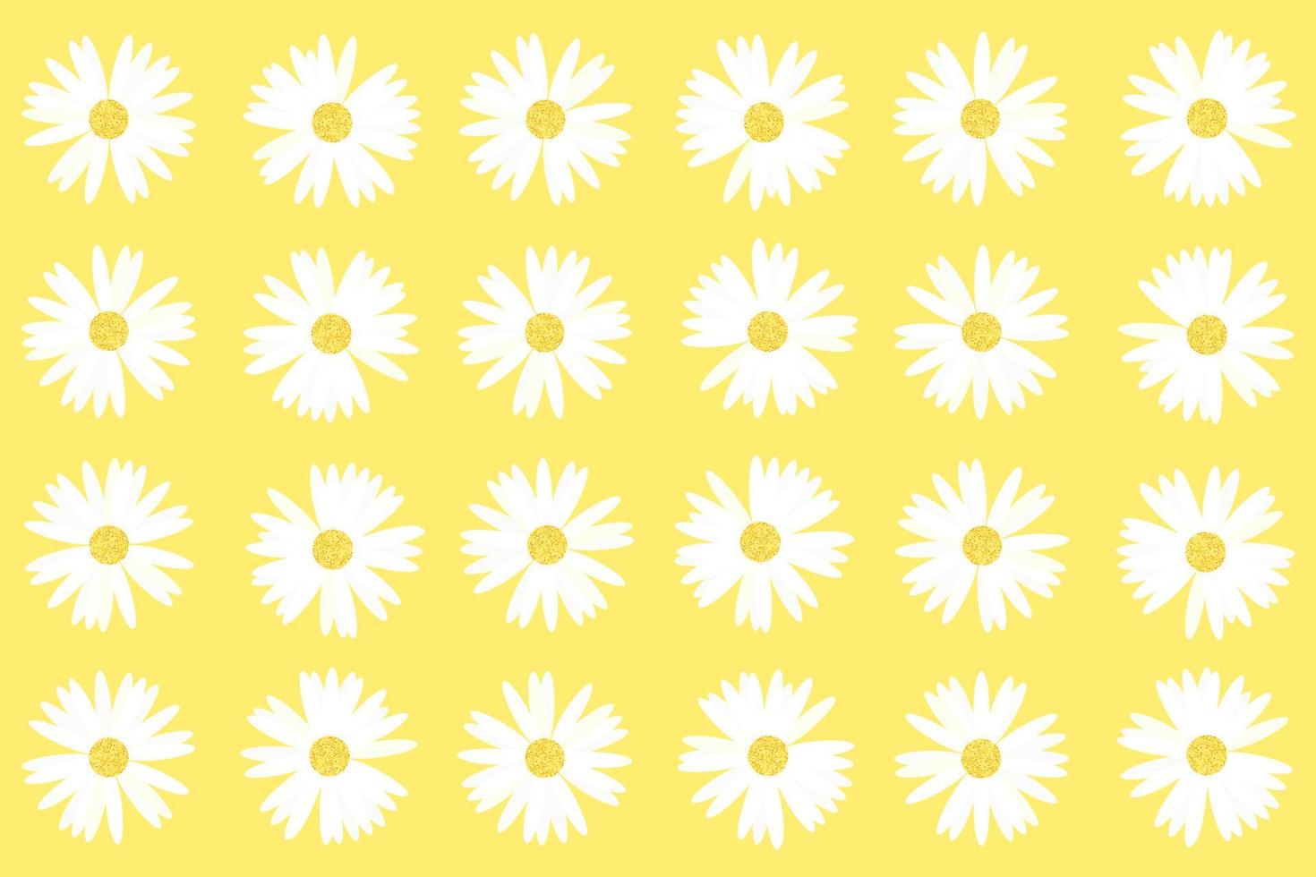 motif et ensemble de marguerites sur fond jaune vecteur