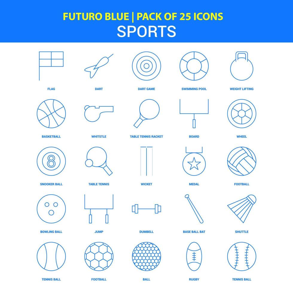 icônes de sport pack d'icônes futuro bleu 25 vecteur