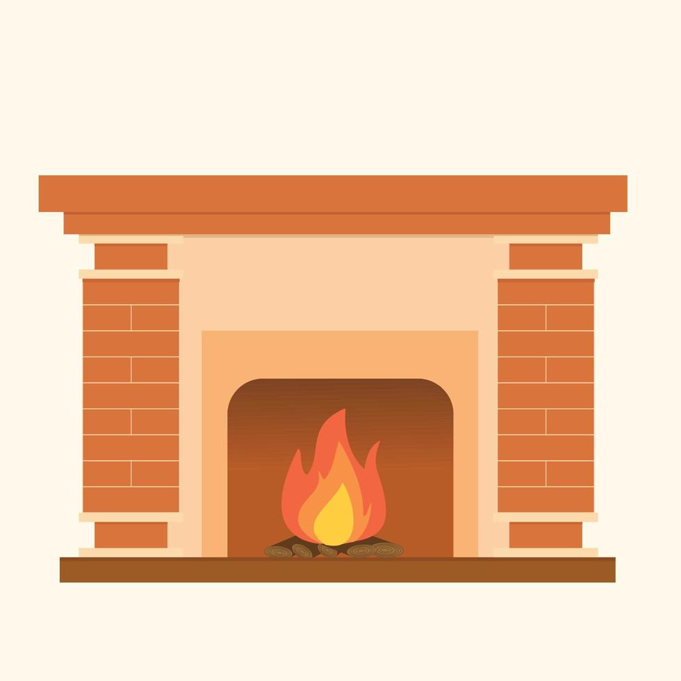 cheminée avec feu de briques. illustration vectorielle isolée. vecteur