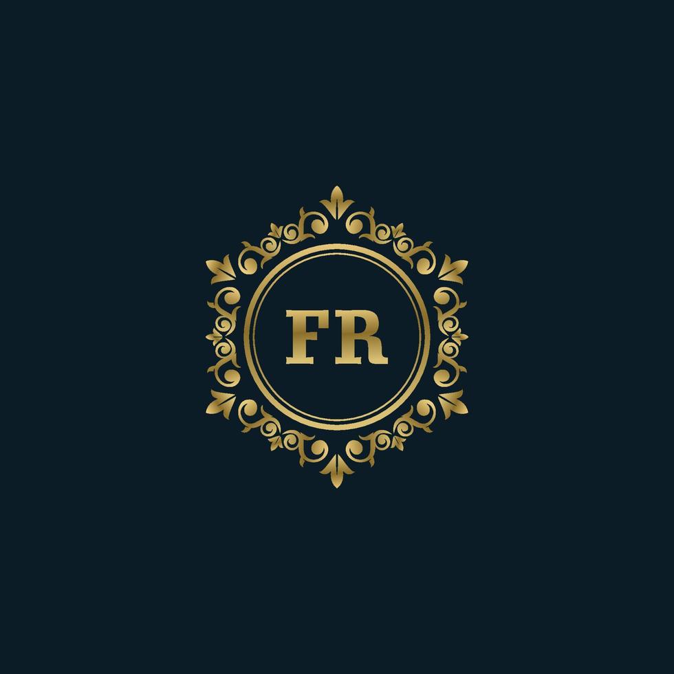 lettre fr logo avec modèle or de luxe. modèle vectoriel de logo d'élégance.