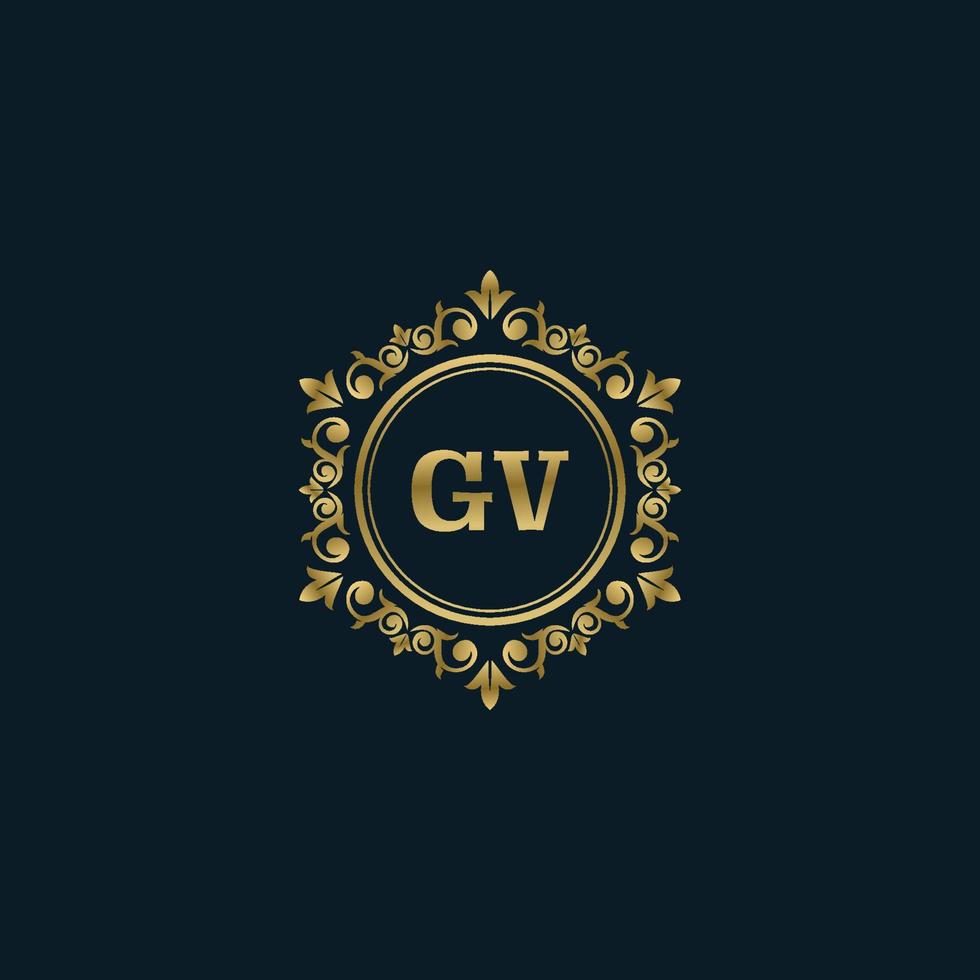 logo lettre gv avec modèle or de luxe. modèle vectoriel de logo d'élégance.