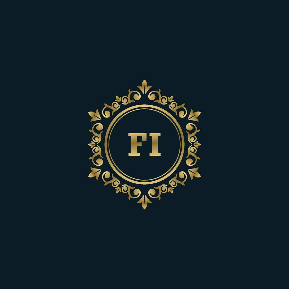 logo lettre fi avec modèle or de luxe. modèle vectoriel de logo d'élégance.